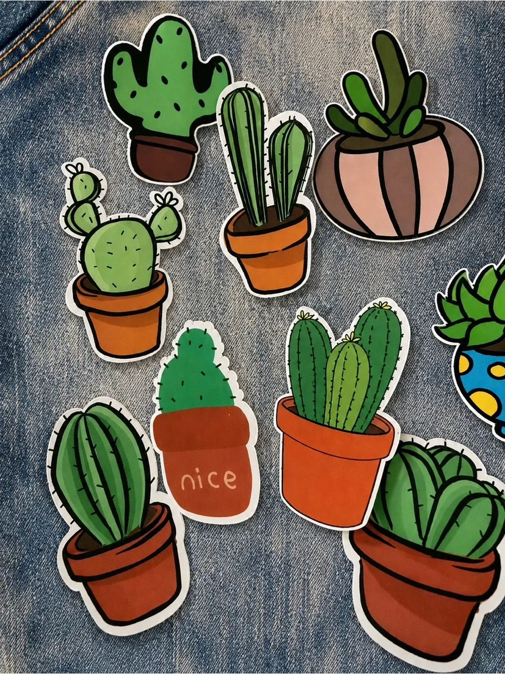Acrylic Cacti and Succulents Pins or Brooches Lot of Twelve
